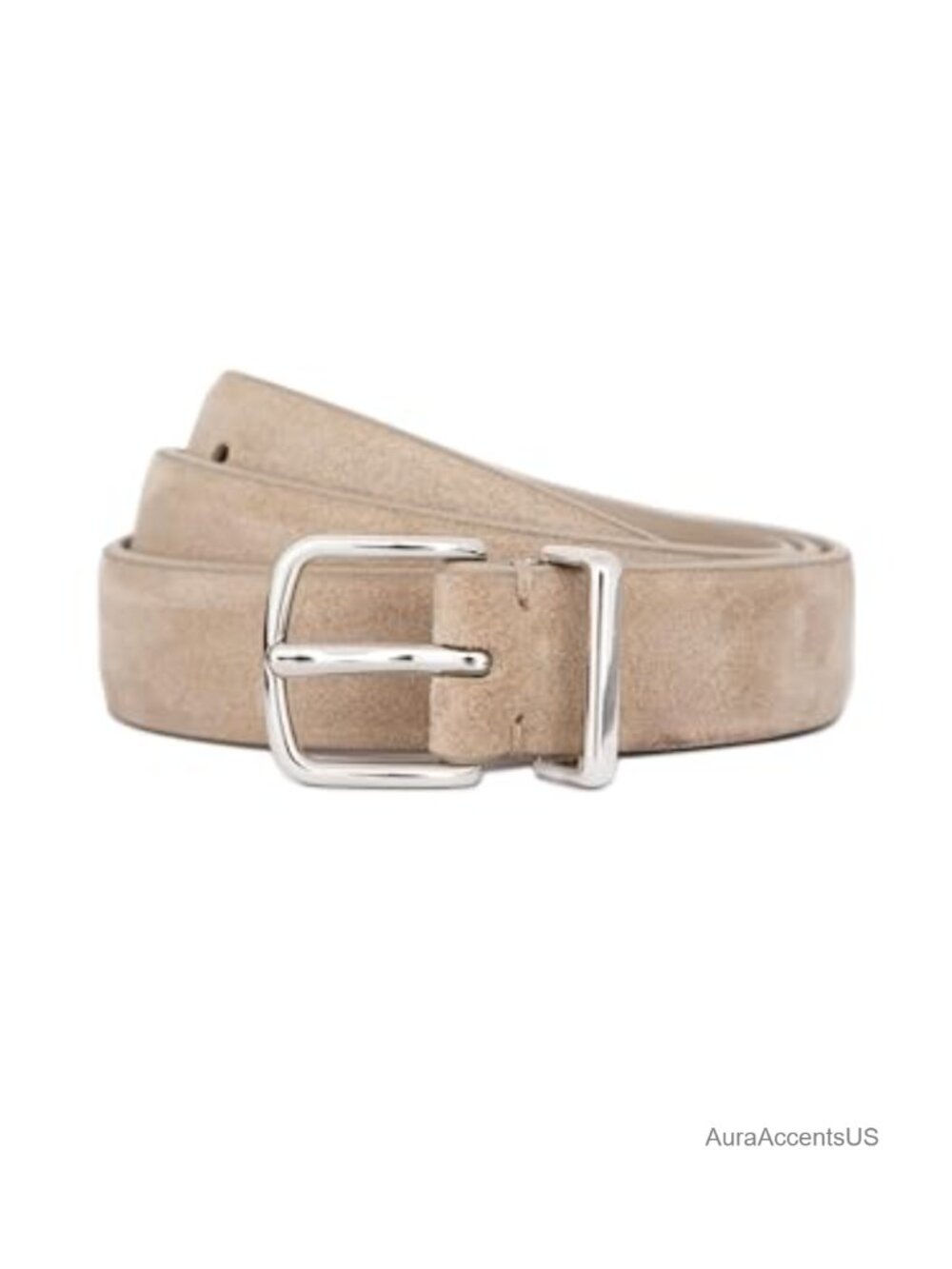 Suede Feather Edge Belt with Metal Loop 7 Prong Holes